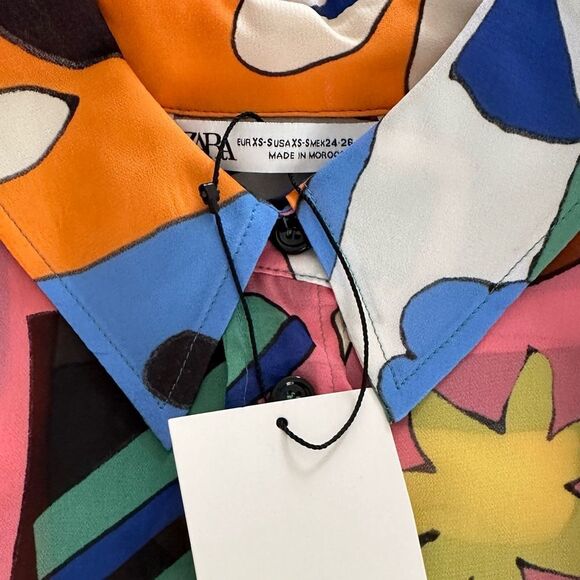 ZARA Top Flowy Printed Blouse Size XS-S & M-L BLOGGER FAVORITE • NEW WITH TAGS • - Picture 11 of 14